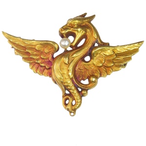 Vintage Majesty: The Mythical Griffin Pearl Brooch